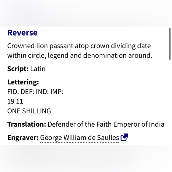 1914 ONE SHILLING - George V - STERLING SILVER - Picture 5 of 6